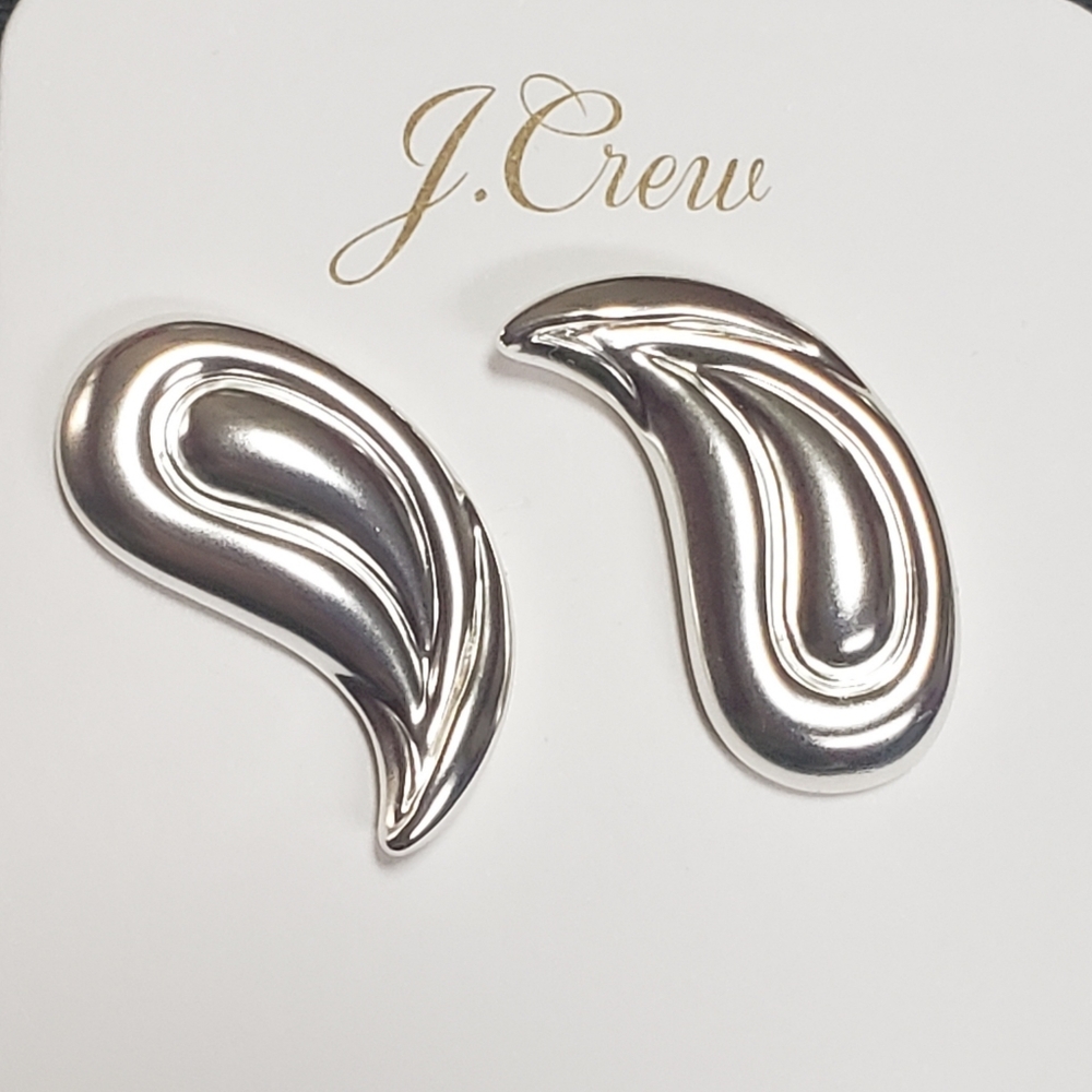 NWT J Crew Silver Paisley Earrings